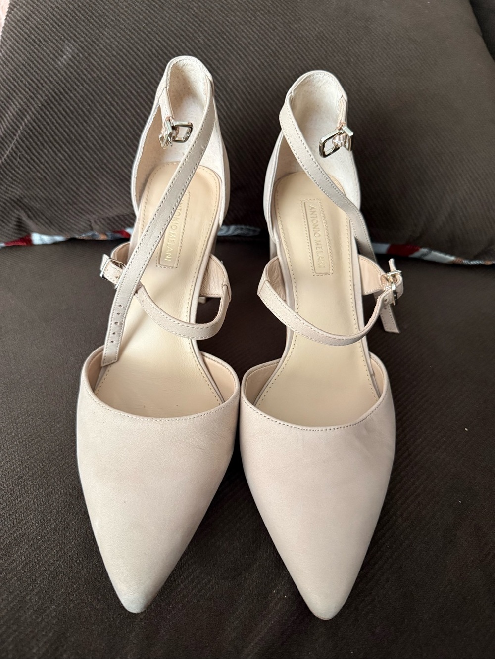 ANTONIO MELANI Blush Pointed-Toe Ankle Strap Pumps